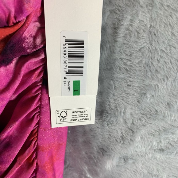 DKNY Women's Swimsuit L‎ One Piece Pink Abstract Mirage Halter Tie Neck NWT - Picture 4 of 7